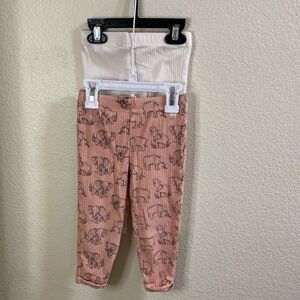 Little planet leggings (set of 2) white ribbed and pink elephant print
